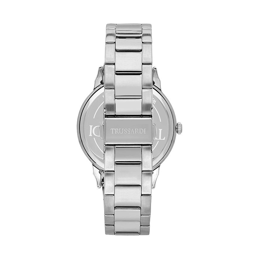 Trussardi herreur i rustfrit stål med sølvfarvet urkasse og lænke.