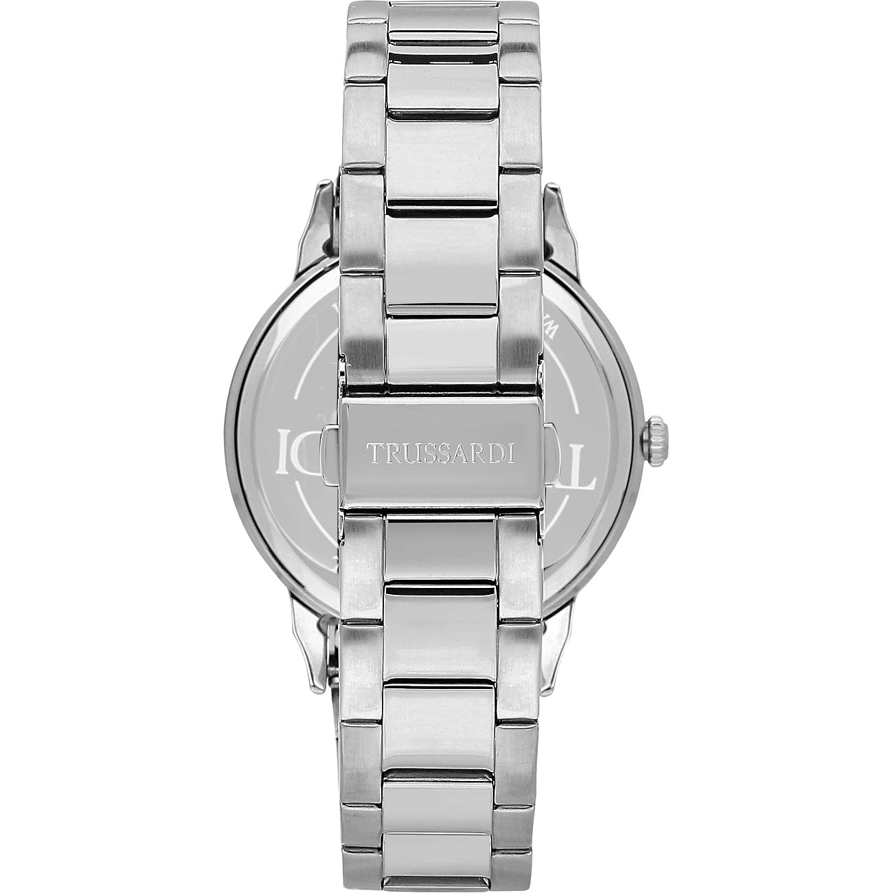 Trussardi herreur i rustfrit stål med sølvfarvet urkasse og lænke.