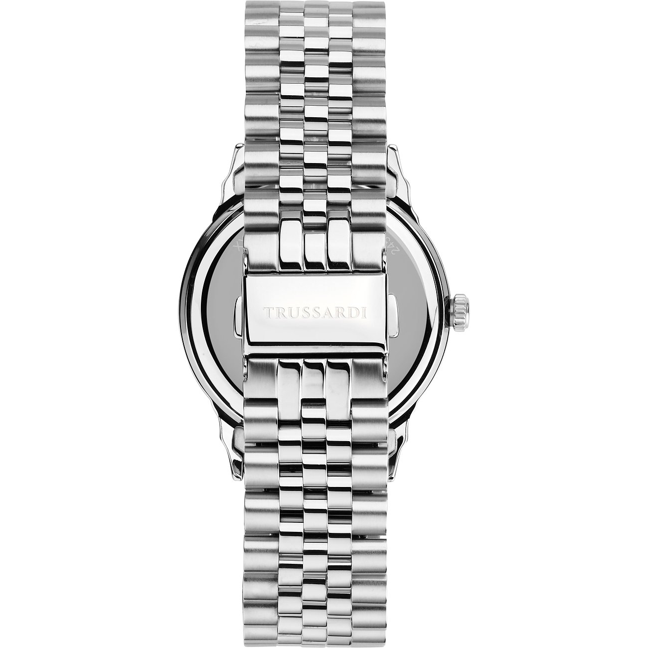 Trussardi Herrenuhr aus Edelstahl mit Gliederarmband und Dornschließe.