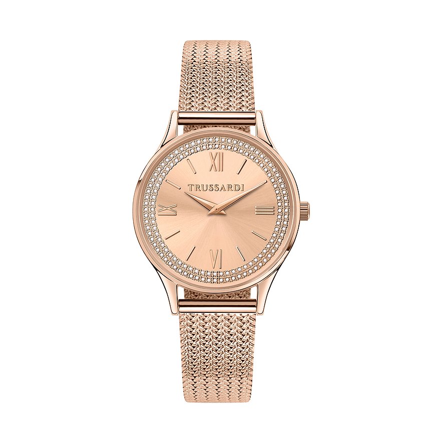 Trussardi Damenuhr T-Star R2453152505, Damen, Edelstahl, Armband: Edelstahl, PVD beschichtet, Quarz, analog