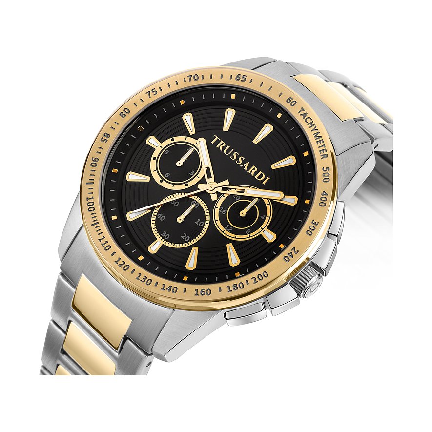 Trussardi klocka med boett i rostfritt stål, bicolor, analog, med kronograf.