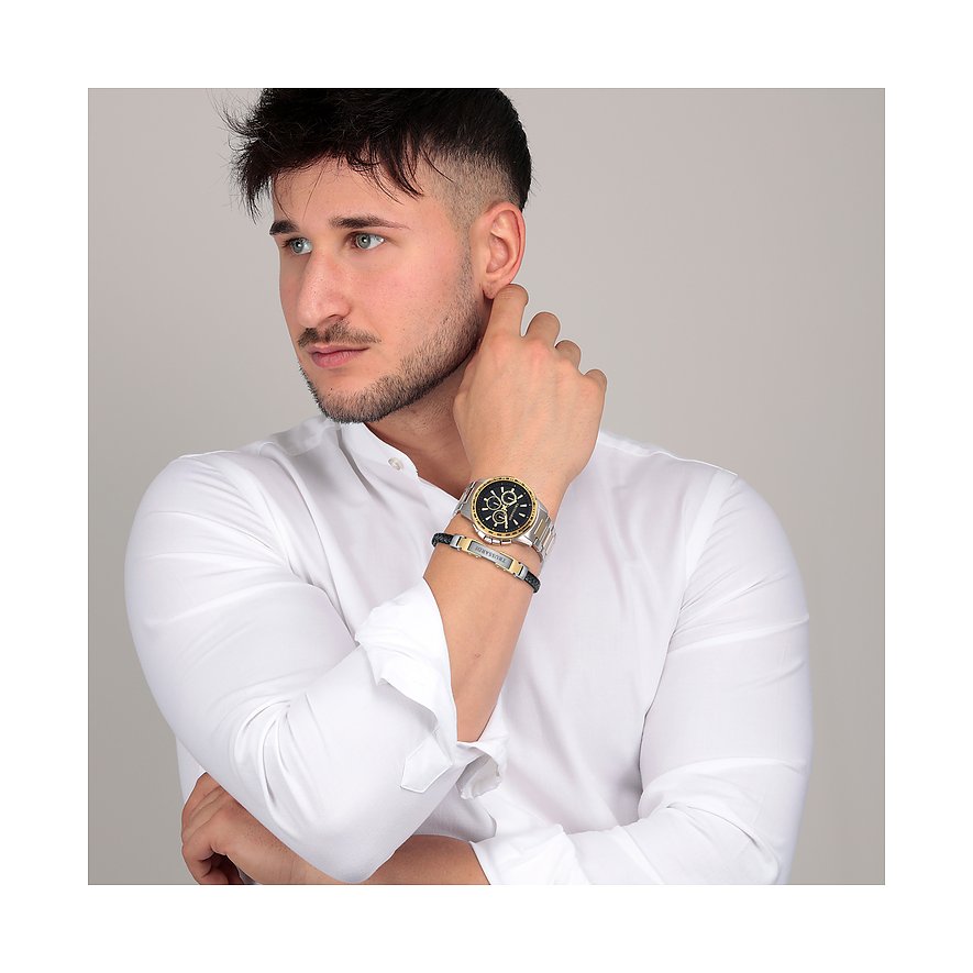 Trussardi set med boett i rostfritt stål och analog display, tvåfärgad.