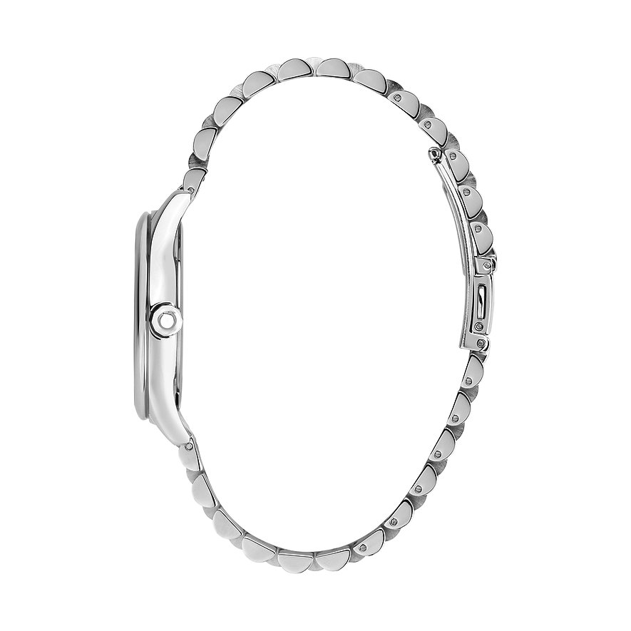 Trussardi Damenuhr mit Edelstahlgehäuse und silberfarbenem Armband.