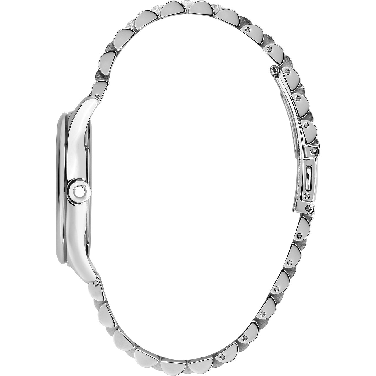 Trussardi Damenuhr mit Edelstahlgehäuse und silberfarbenem Armband.