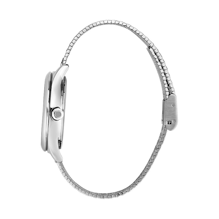 Trussardi Damenuhr mit Edelstahlgehäuse und Mesh-Armband.