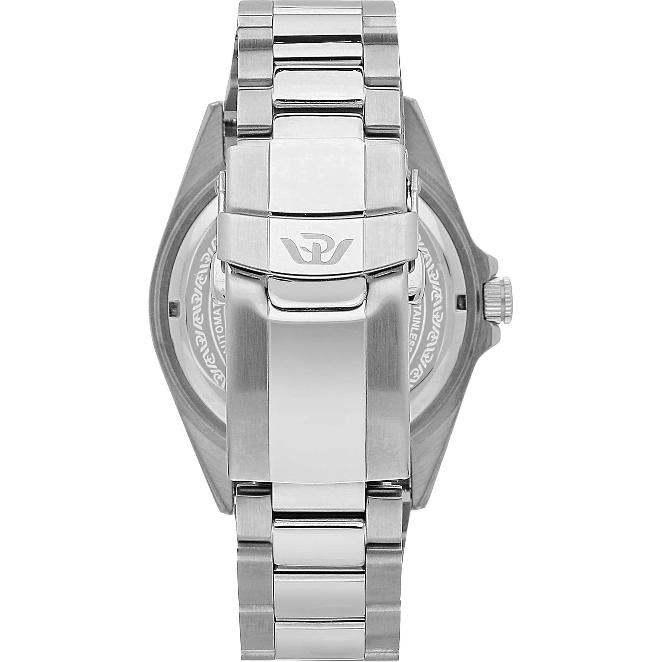 Philip Watch Armbanduhr aus Edelstahl mit silberfarbenem Gehäuse und Automatikwerk.