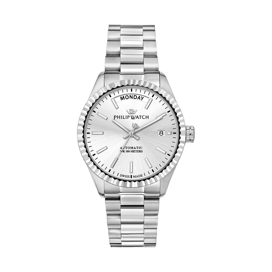 Philip Watch Herrenuhr Caribe Urban R8223597110, Herren, Edelstahl, Armband: Edelstahl, Automatik, analog
