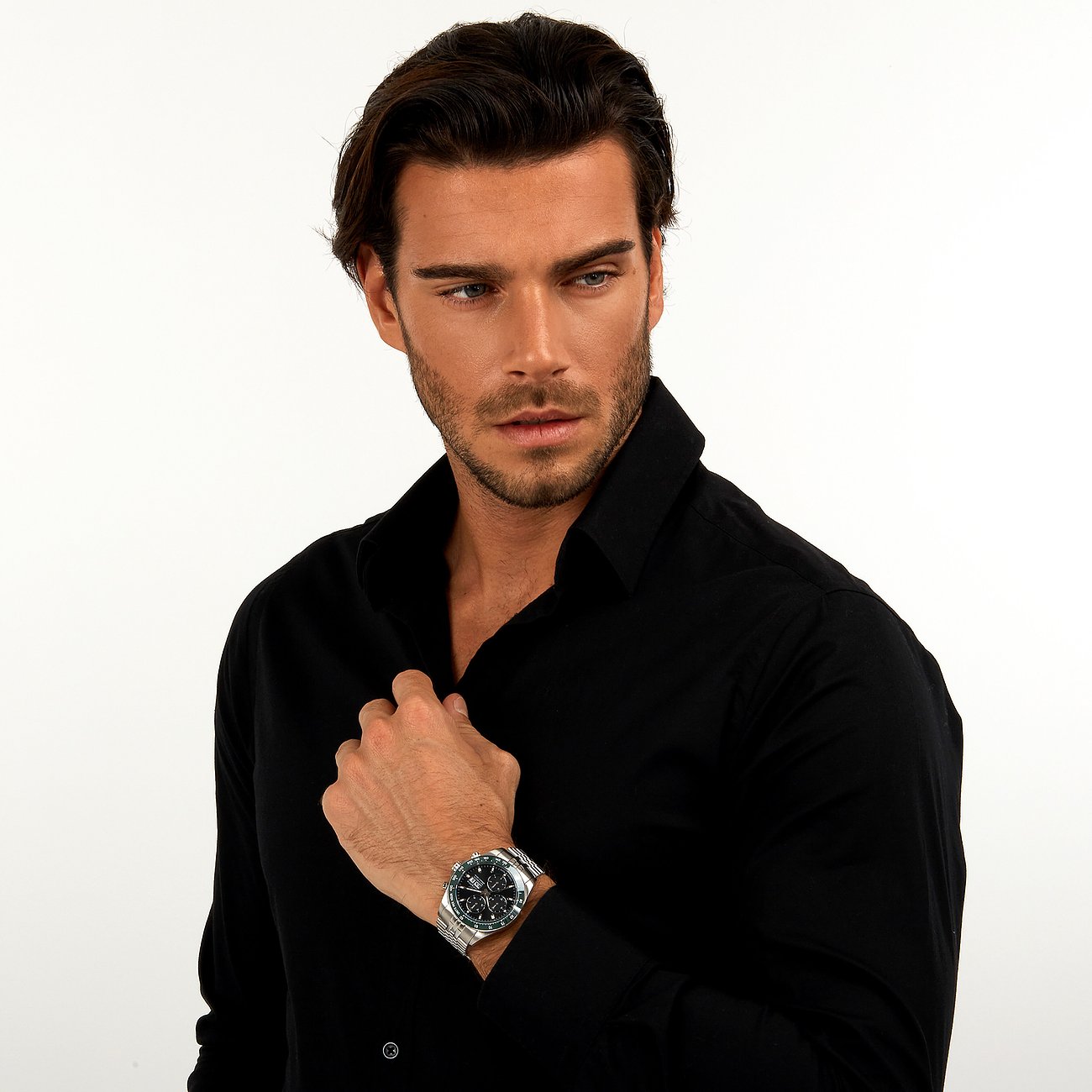 Philip Watch Herrenuhr mit Edelstahlgehäuse, silberfarben, analog, Chronograph.