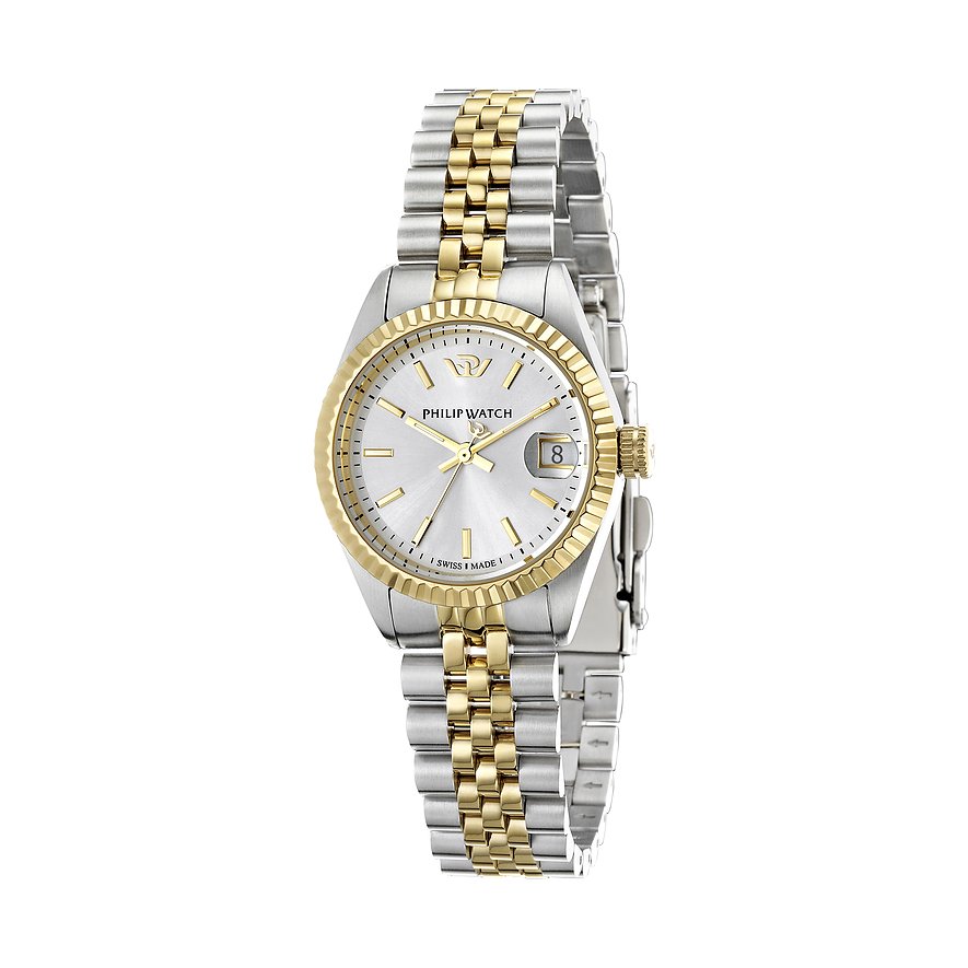Philip Watch Damenuhr Caribe Urban R8253107519, Damen, Edelstahl, Armband: Edelstahl, PVD beschichtet, Quarz, analog