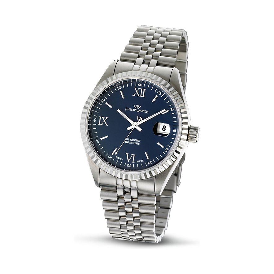 Philip Watch Herrenuhr Caribe Urban R8253597080, Herren, Edelstahl, Armband: Edelstahl, Quarz, analog