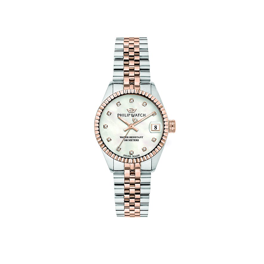 Philip Watch Damenuhr Caribe Urban R8253597596, Damen, Edelstahl, Armband: Edelstahl, PVD beschichtet, Quarz, analog