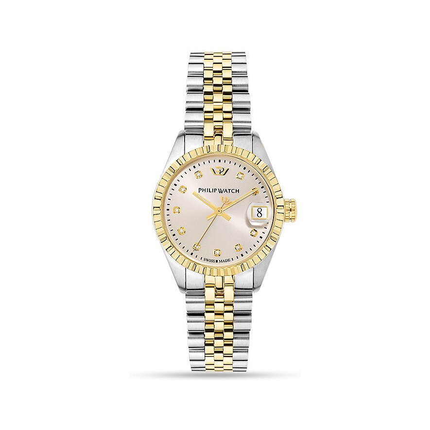 Philip Watch Damenuhr Caribe Urban R8253597607, Damen, Edelstahl, Armband: Edelstahl, PVD beschichtet, Quarz, analog