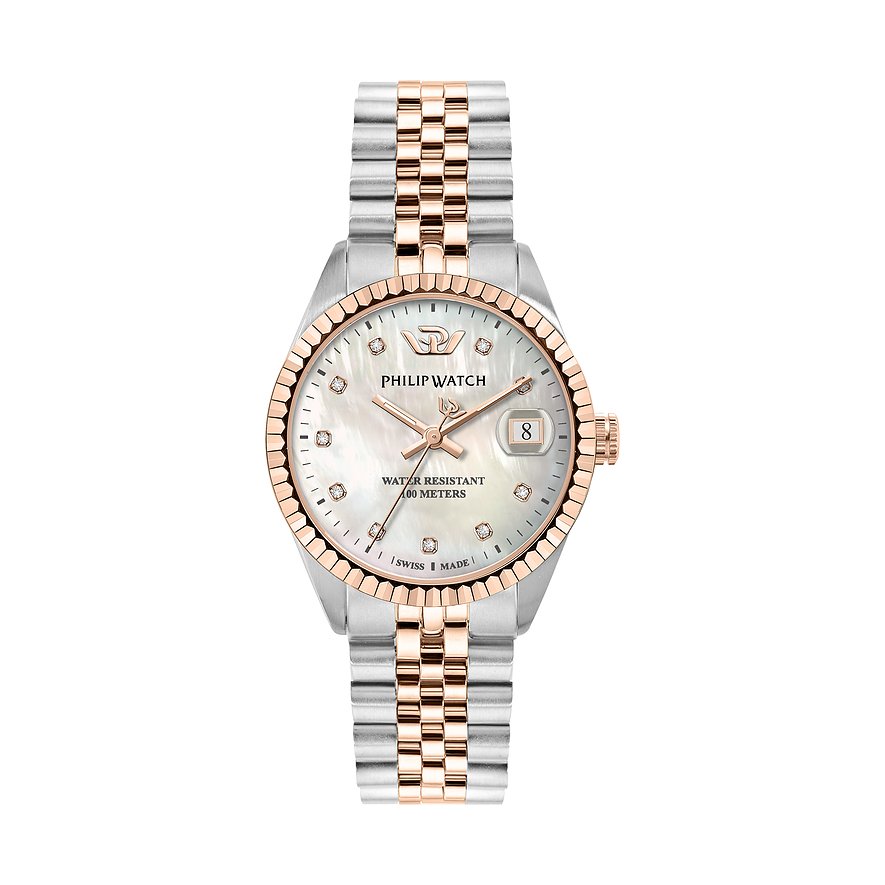 Philip Watch Damenuhr Caribe Urban R8253597608, Damen, Edelstahl, Armband: Edelstahl, PVD beschichtet, Quarz, analog