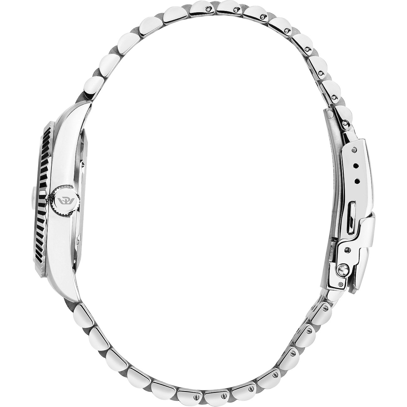 Philip Watch Damenuhr mit Edelstahlgehäuse und poliertem Metallarmband.