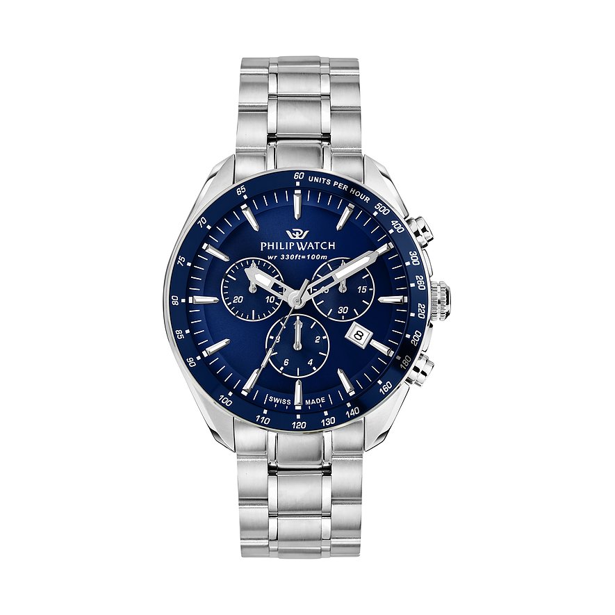 Philip Watch Chronograph Blaze R8273995017, Herren, Edelstahl, Armband: Edelstahl, Quarz, analog