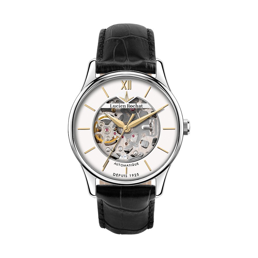 Lucien Rochat Herrenuhr Montreux R0421115005, Herren, Edelstahl, Armband: Leder, Automatik, analog