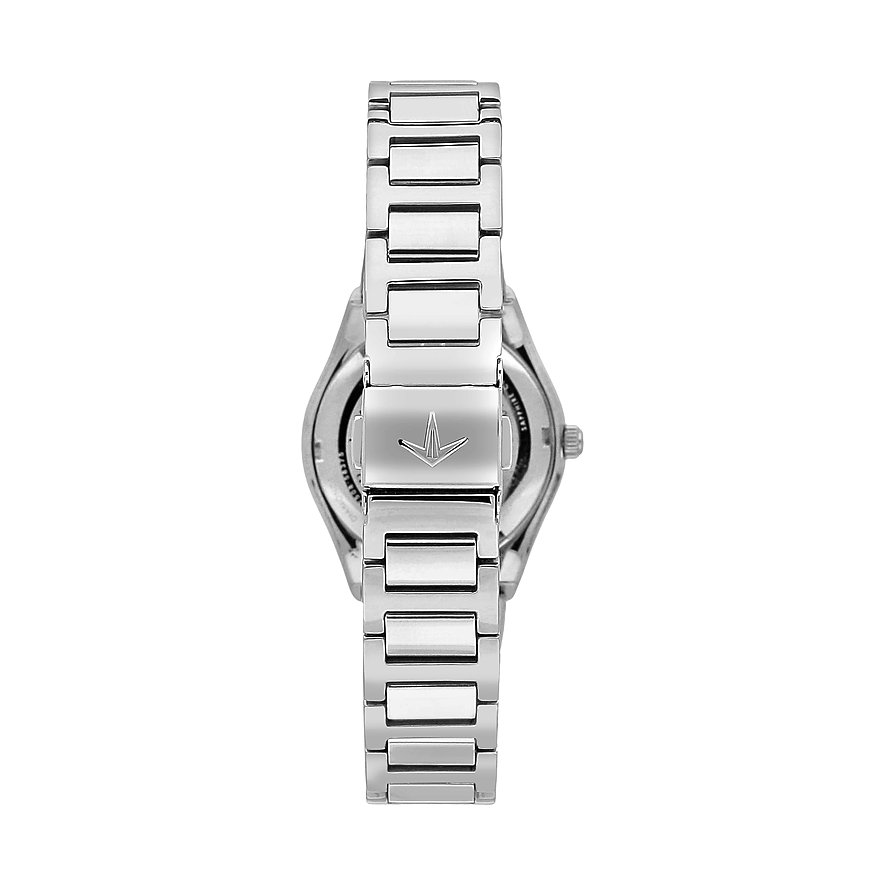 Lucien Rochat Damenuhr aus Edelstahl mit Diamanten und Gliederarmband.