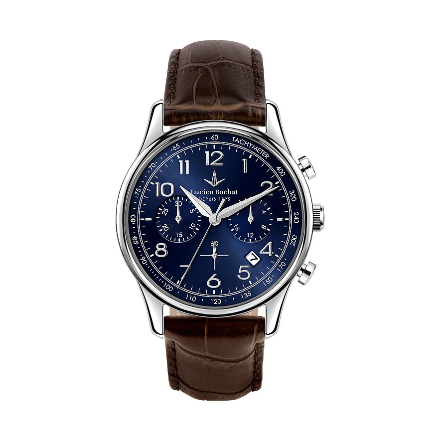 Lucien Rochat Chronograph Montreux R0471615001, Herren, Edelstahl, Armband: Leder, Quarz, analog