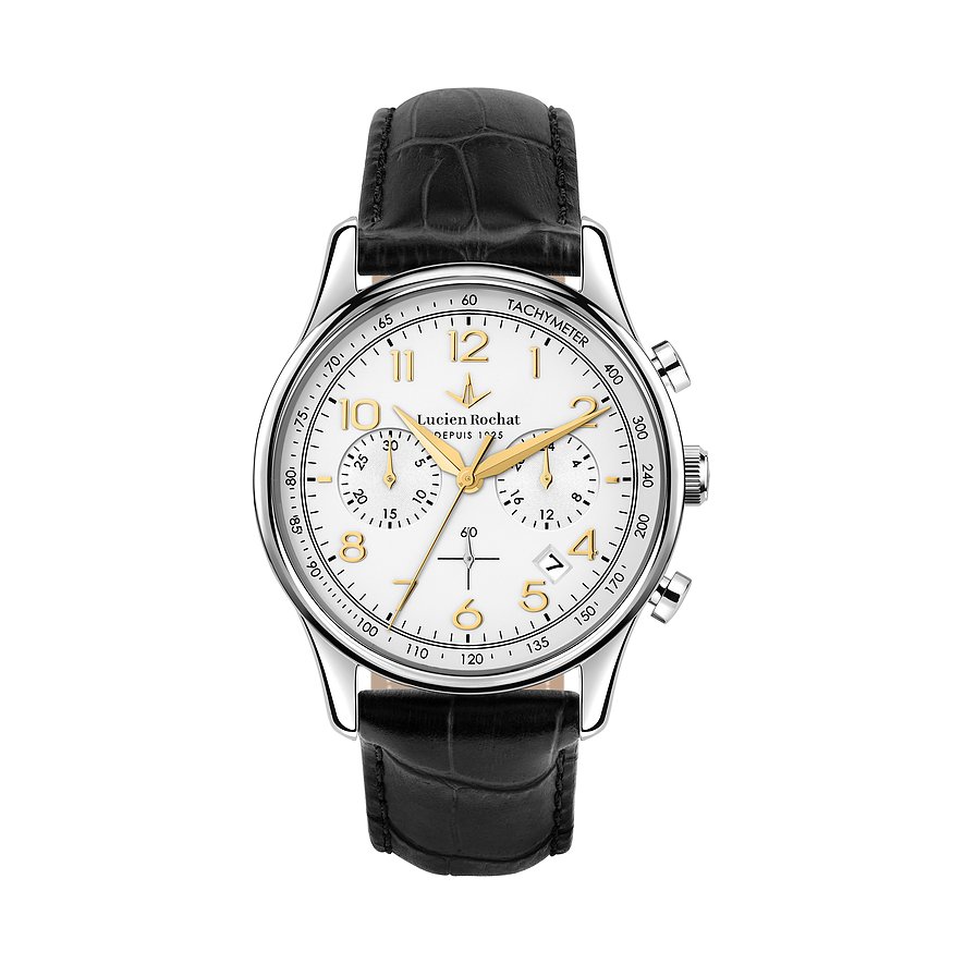 Lucien Rochat Chronograph Montreux R0471615002, Herren, Edelstahl, Armband: Leder, Quarz, analog