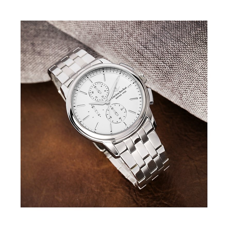 Lucien Rochat Herrenuhr mit Edelstahlgehäuse, analog, mit Chronograph.