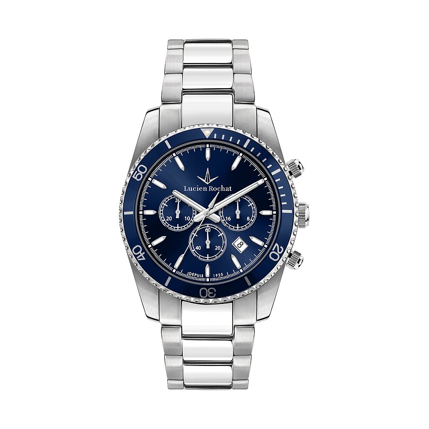 Lucien Rochat Chronograph Leman R0473617007, Herren, Edelstahl, Armband: Edelstahl, Quarz, analog