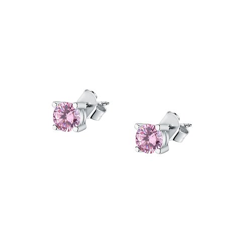 Boucles d'oreilles La Petite Story en argent 925 avec zircone rose.
