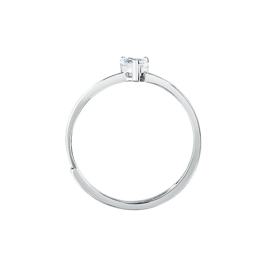 La Petite Story Ring aus 925er Silber mit quadratischem Zirkonia-Einzelstein von der Seite.