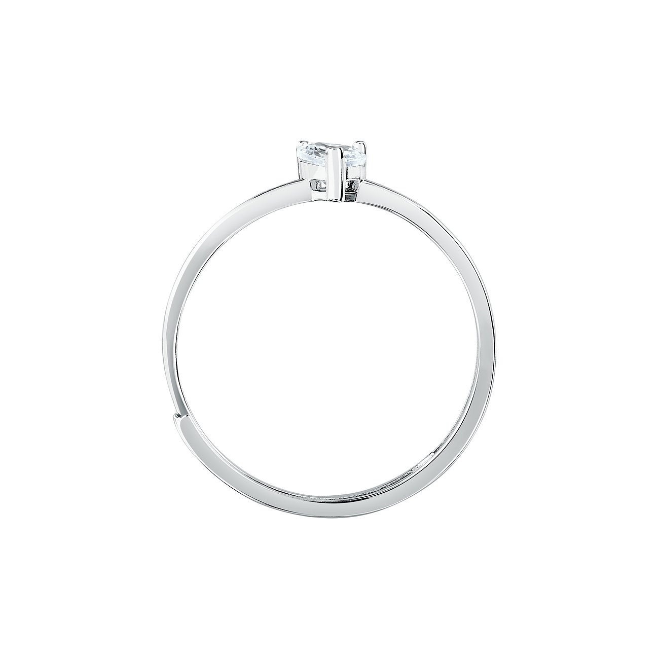 La Petite Story Ring aus 925er Silber mit quadratischem Zirkonia-Einzelstein von der Seite.