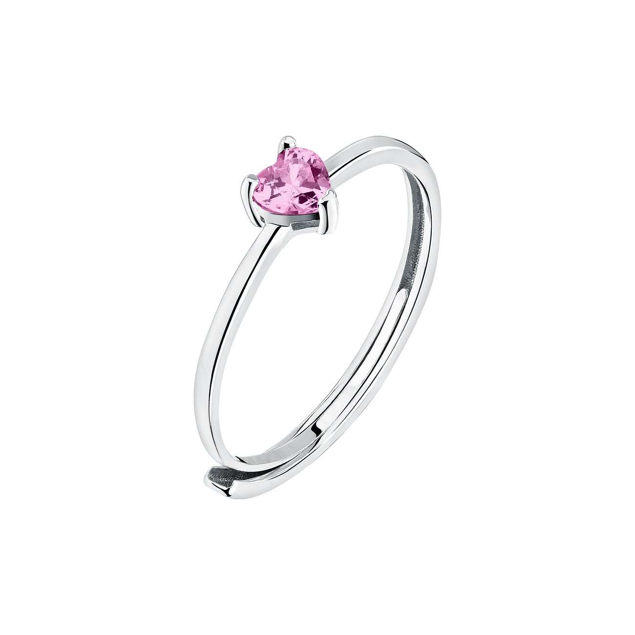 La Petite Story Ring aus 925er Silber mit pinkfarbenem Zirkonia im Herzschliff.