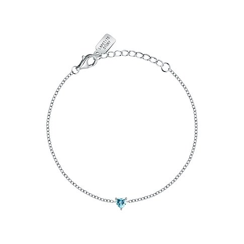 Bracelet La Petite Story en argent 925 avec un cœur en zircon bleu.