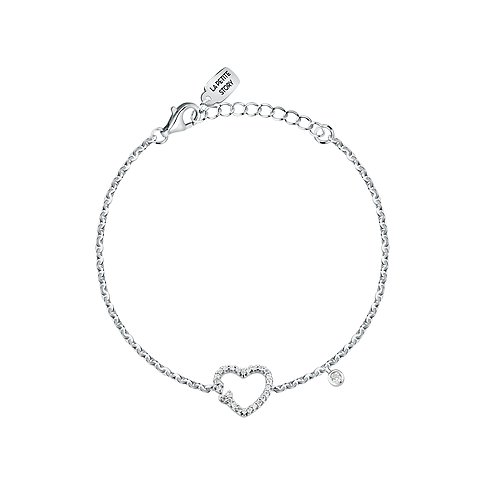 Bracelet La Petite Story en argent 925 avec cœur en zircone et une pierre.