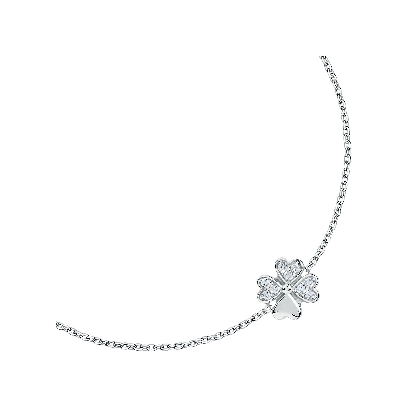 La Petite Story Silberarmband mit einem Kleeblatt-Anhänger, verziert mit Zirkonia, aus 925er Silber.