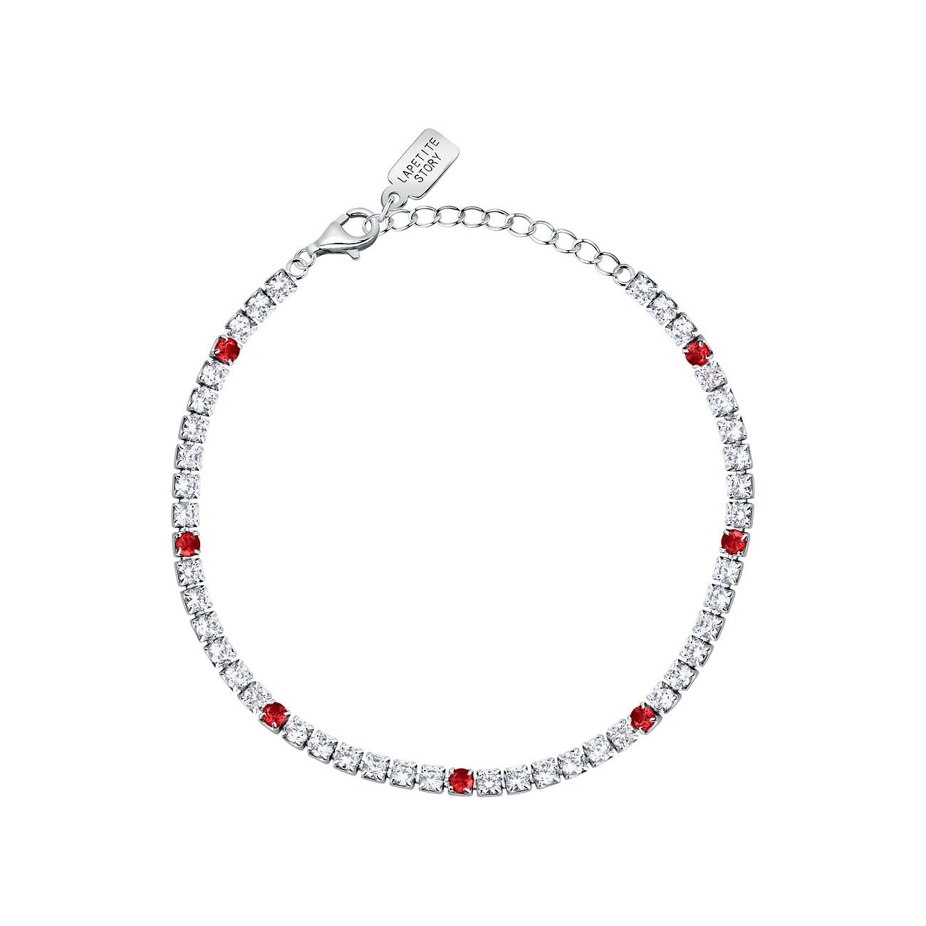 La Petite Story Armband aus 925er Silber mit roten Zirkonia und weißen Steinen.