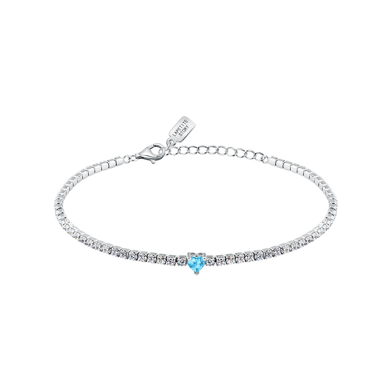 La Petite Story Armband aus 925er Silber mit blauem Zirkonia im Herzschliff.