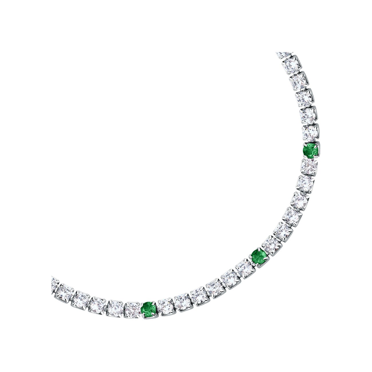 La Petite Story Armband aus 925er Silber mit Zirkonia und grünen Steinen.