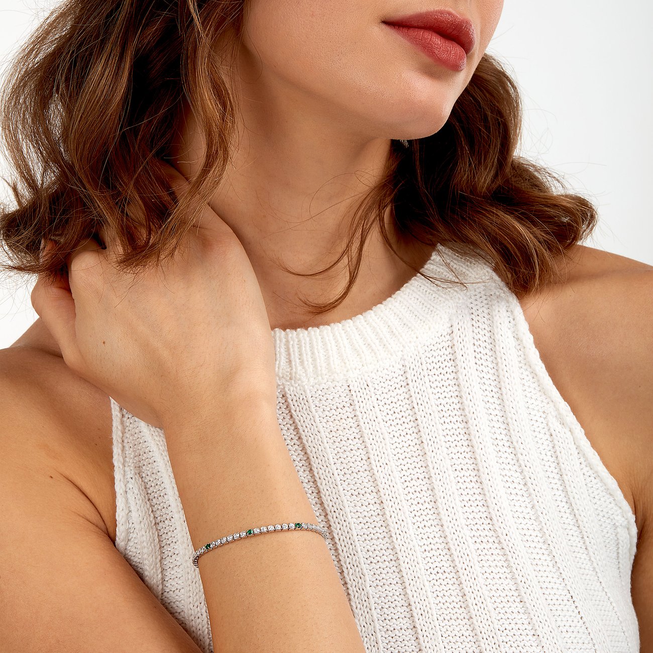 La Petite Story Armband aus 925er Silber mit weißen und grünen Zirkonia.