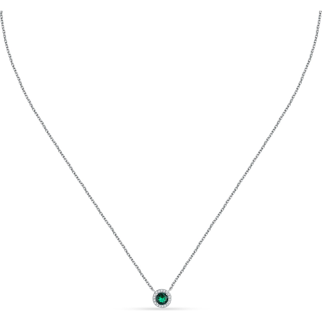 La Petite Story Silberkette mit Zirkonia-Anhänger und grünen Steinen.