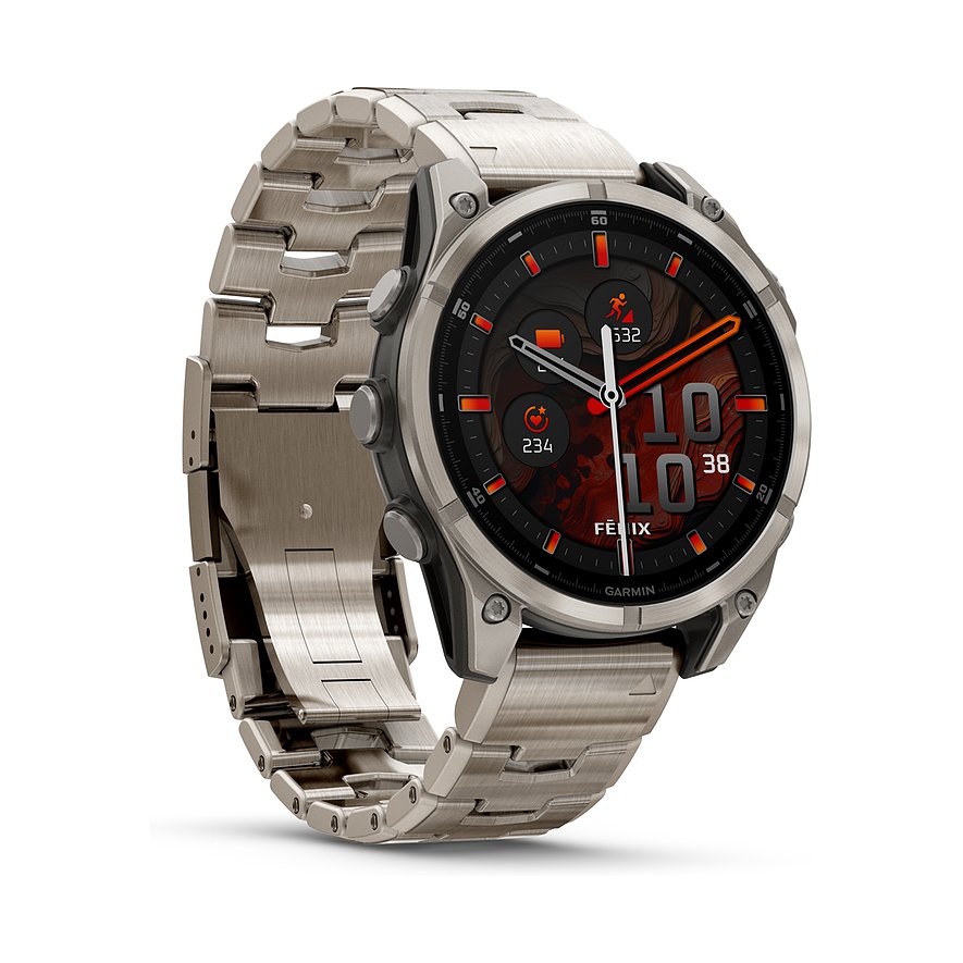 Garmin Smartwatch Fenix 8 - 47 mm AMOLED Sapphire Graphit Titanium Titan 010-02904-40, Unisex, Titan, Kunststoff, Armband: Titan, Akku, digital