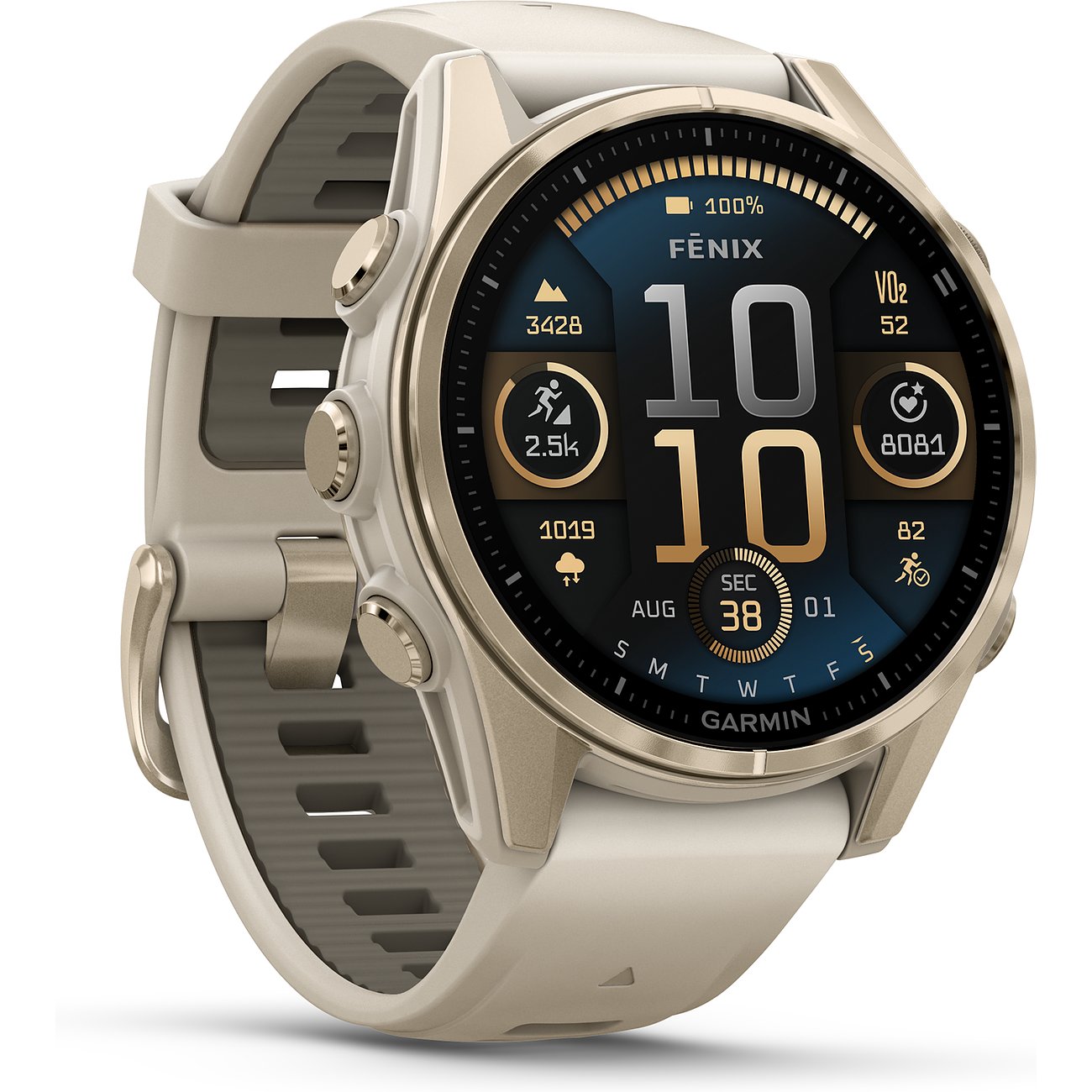 Garmin Smartwatch mit Titan-Gehäuse und digitaler Anzeige.