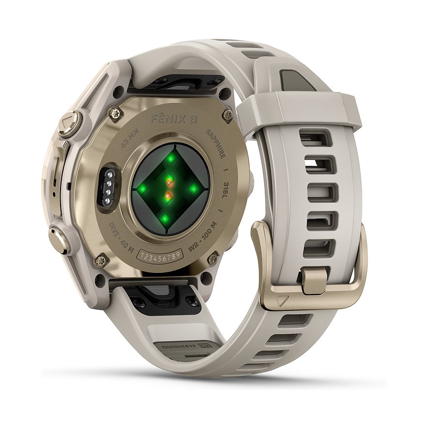 Garmin Montre intelligente Fenix  8 - 43 mm AMOLED Sapphire Nebelgrau Softgold  010-02903-11