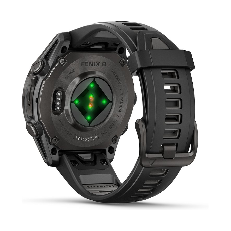 Garmin Smartwatch Fenix  8 - 43 mm AMOLED Sapphire Schwarz Carbongrau Titan  010-02903-21