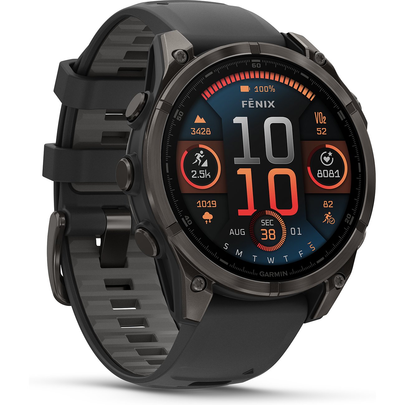 Garmin Smartwatch mit Titangehäuse, analog/digital, mit Sportfunktionen.