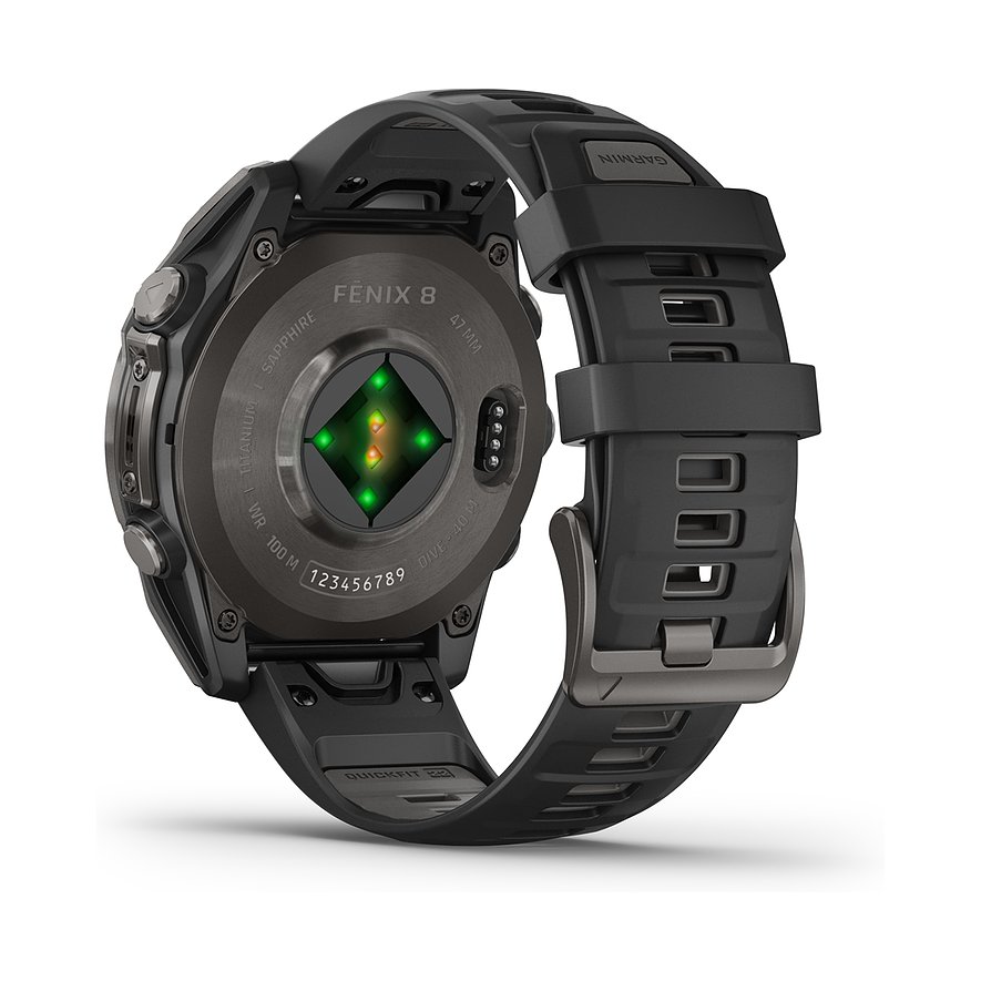 Garmin Montre intelligente Fenix  8 - 47 mm AMOLED Sapphire Schwarz Carbongrau Titan DLC  010-02904-21