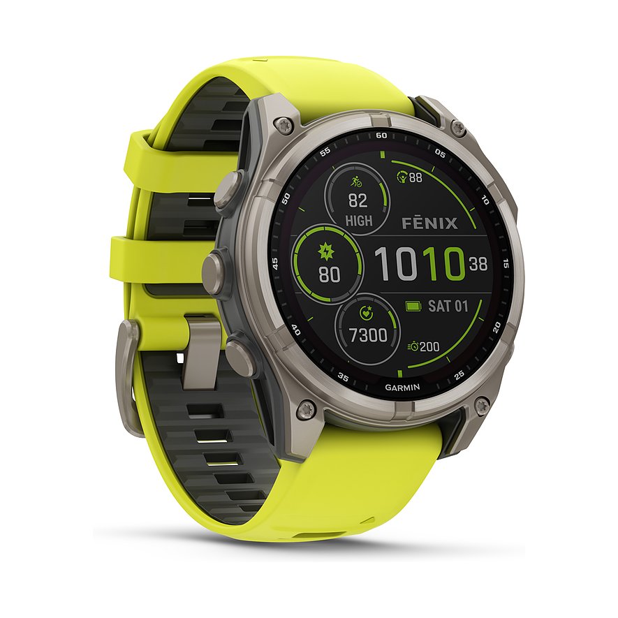 Garmin Smartwatch Fenix 8 - 47 mm Solar Sapphire Graphit Titanium Titan 010-02906-21, Unisex, Titan, Kunststoff, Armband: Silikon, Akku, digital
