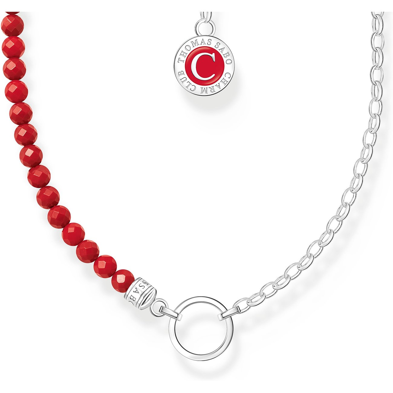 Thomas Sabo Kette aus 925er Silber mit Korallen und Emaille-Charm.