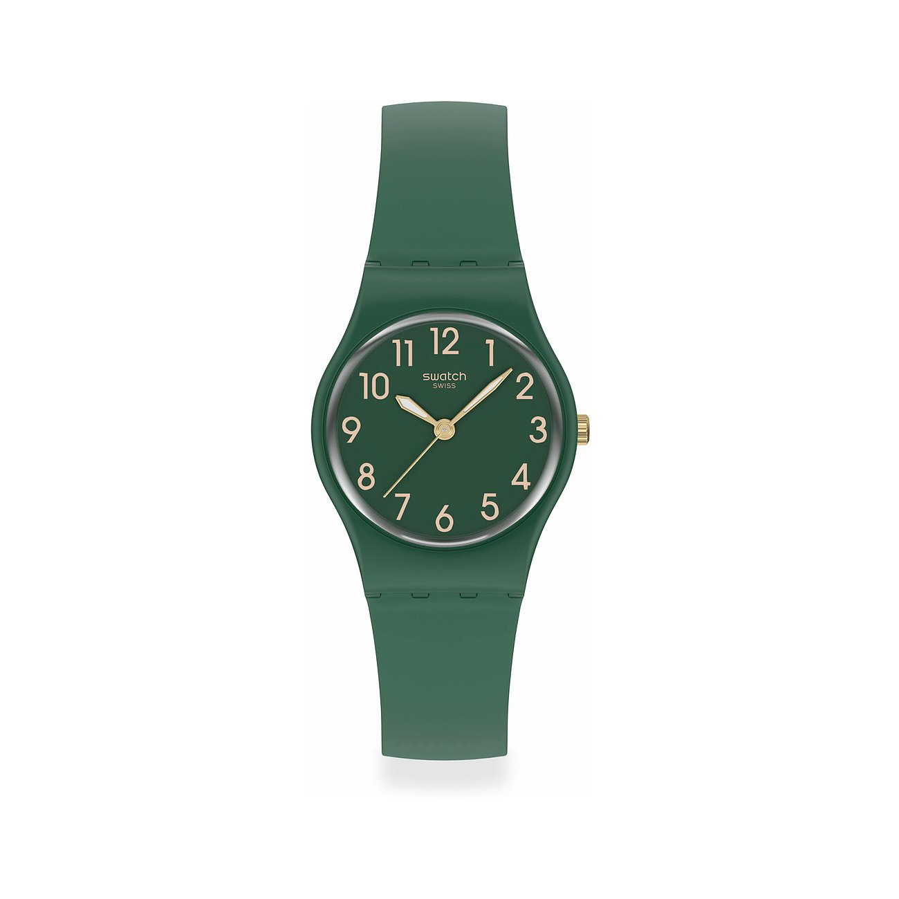 Swatch Damenuhr mit Kunststoffgehäuse, grün, analog.