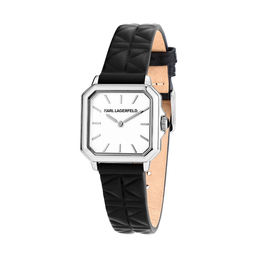 Karl Lagerfeld Damenuhr R0551102501, Damen, Edelstahl, Armband: Leder, Quarz, analog