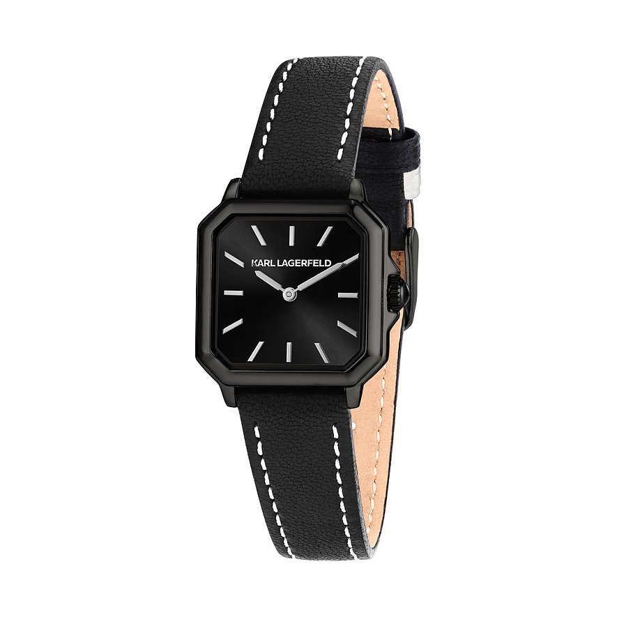 Karl Lagerfeld Damenuhr R0551102503, Damen, Edelstahl, Armband: Leder, Quarz, analog