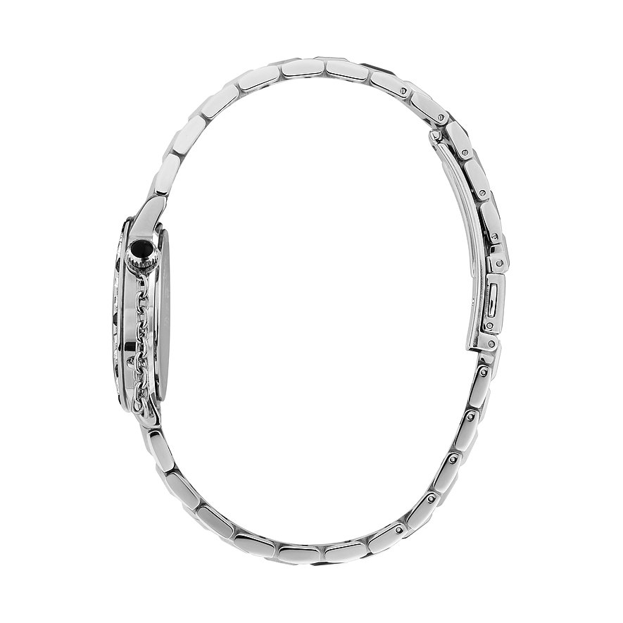 Karl Lagerfeld damklocka i rostfritt stål med silverfärgat boett och länkarmband.