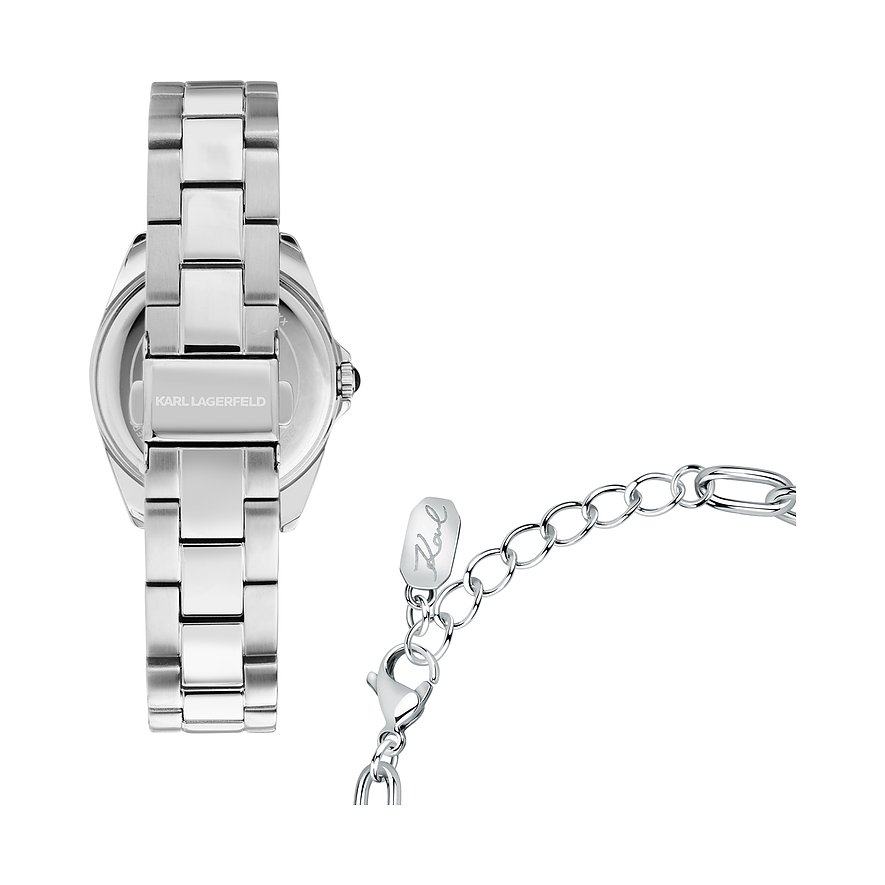 Karl Lagerfeld Set aus Edelstahl mit Karabinerverschluss.